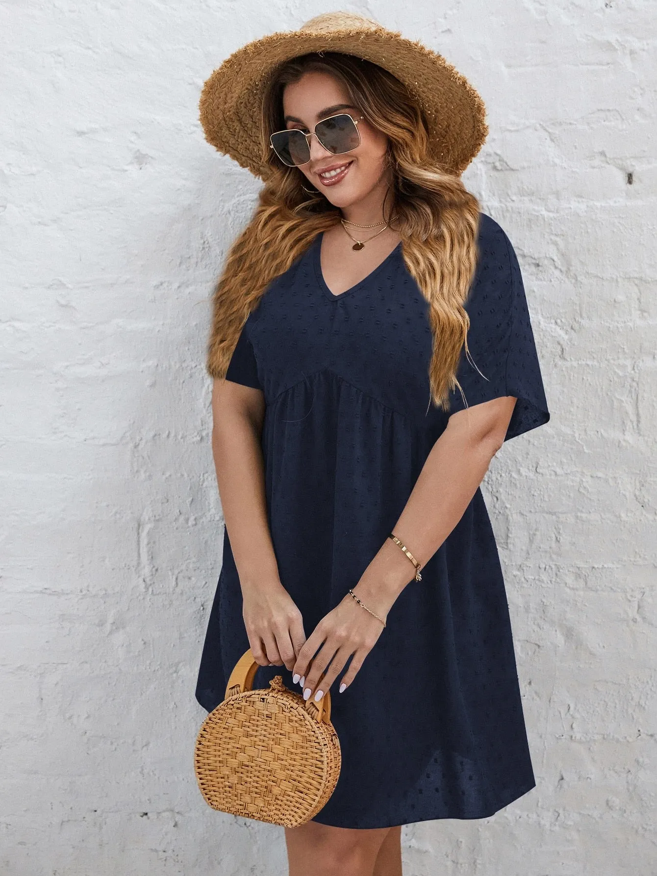 A Line Elegant Cotton Casual Loose Midi Tunic Dresses