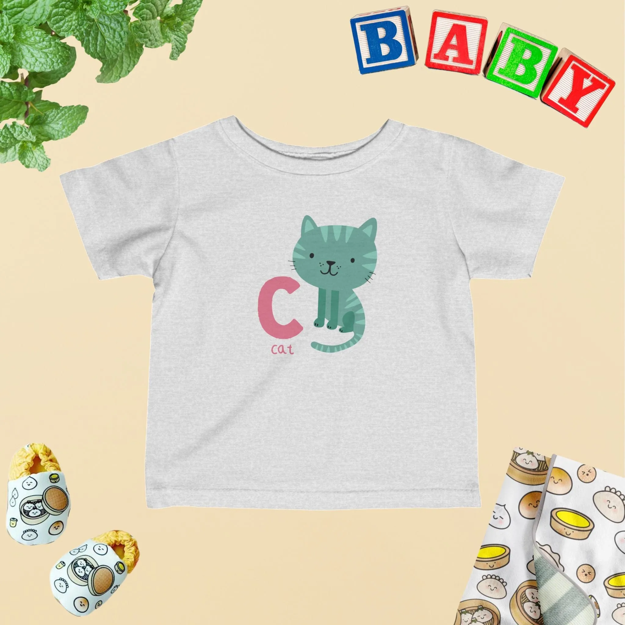Animal Alphabet - C for Cat Baby Tee - Unisex Graphic Tee for Babies