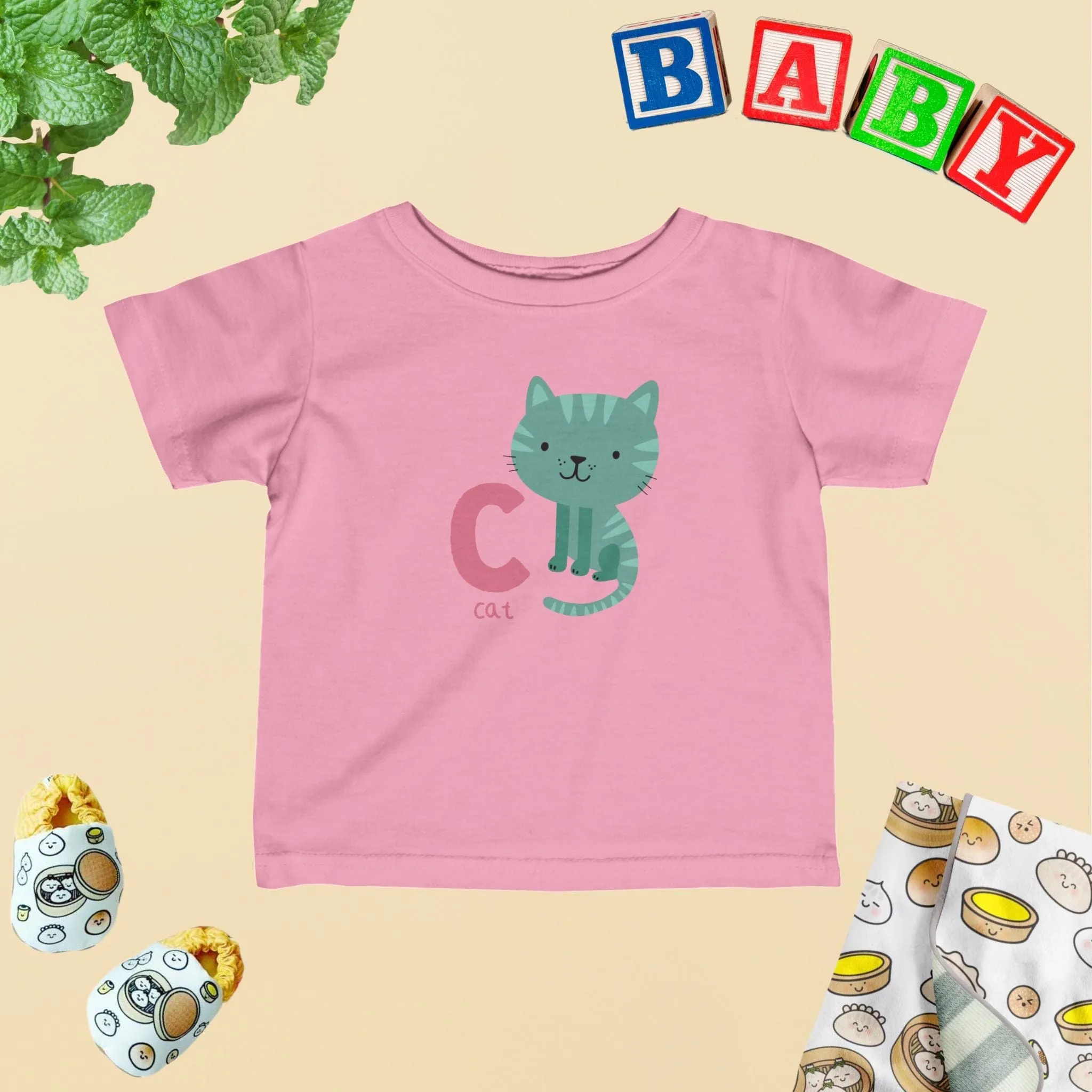 Animal Alphabet - C for Cat Baby Tee - Unisex Graphic Tee for Babies