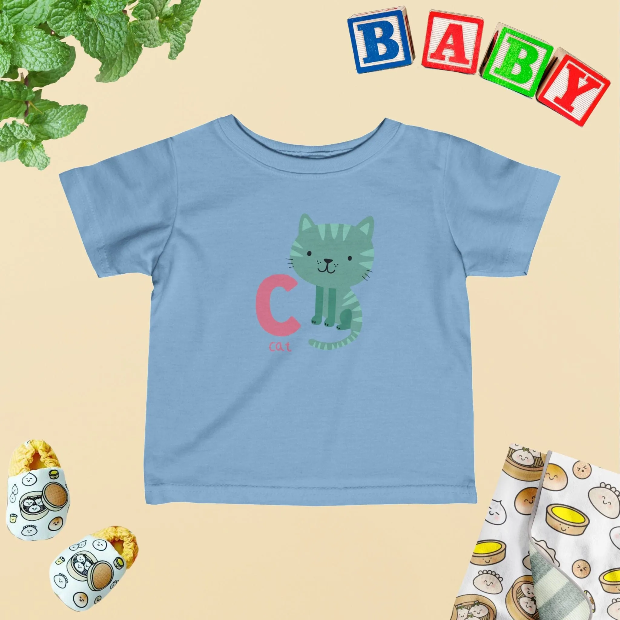 Animal Alphabet - C for Cat Baby Tee - Unisex Graphic Tee for Babies