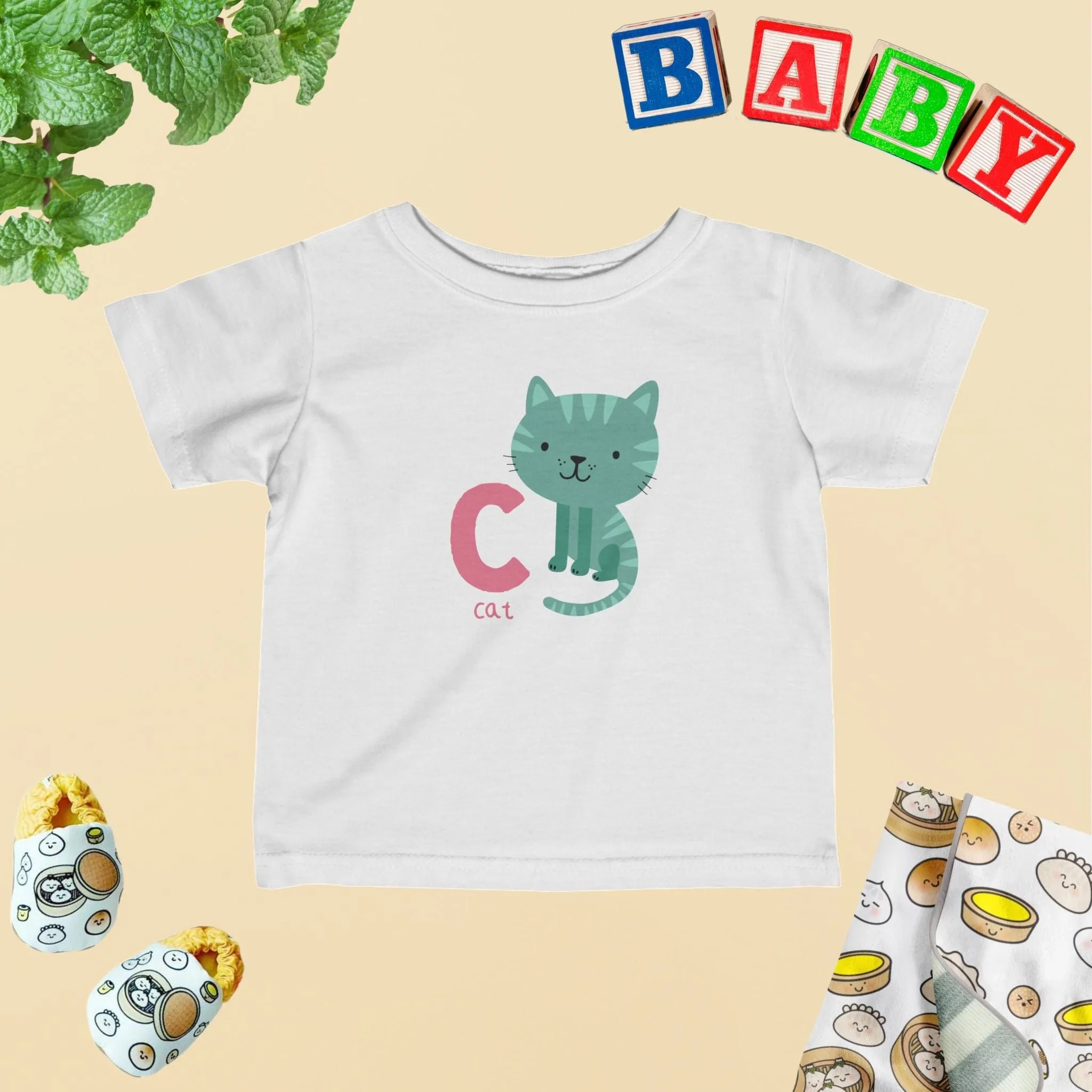 Animal Alphabet - C for Cat Baby Tee - Unisex Graphic Tee for Babies