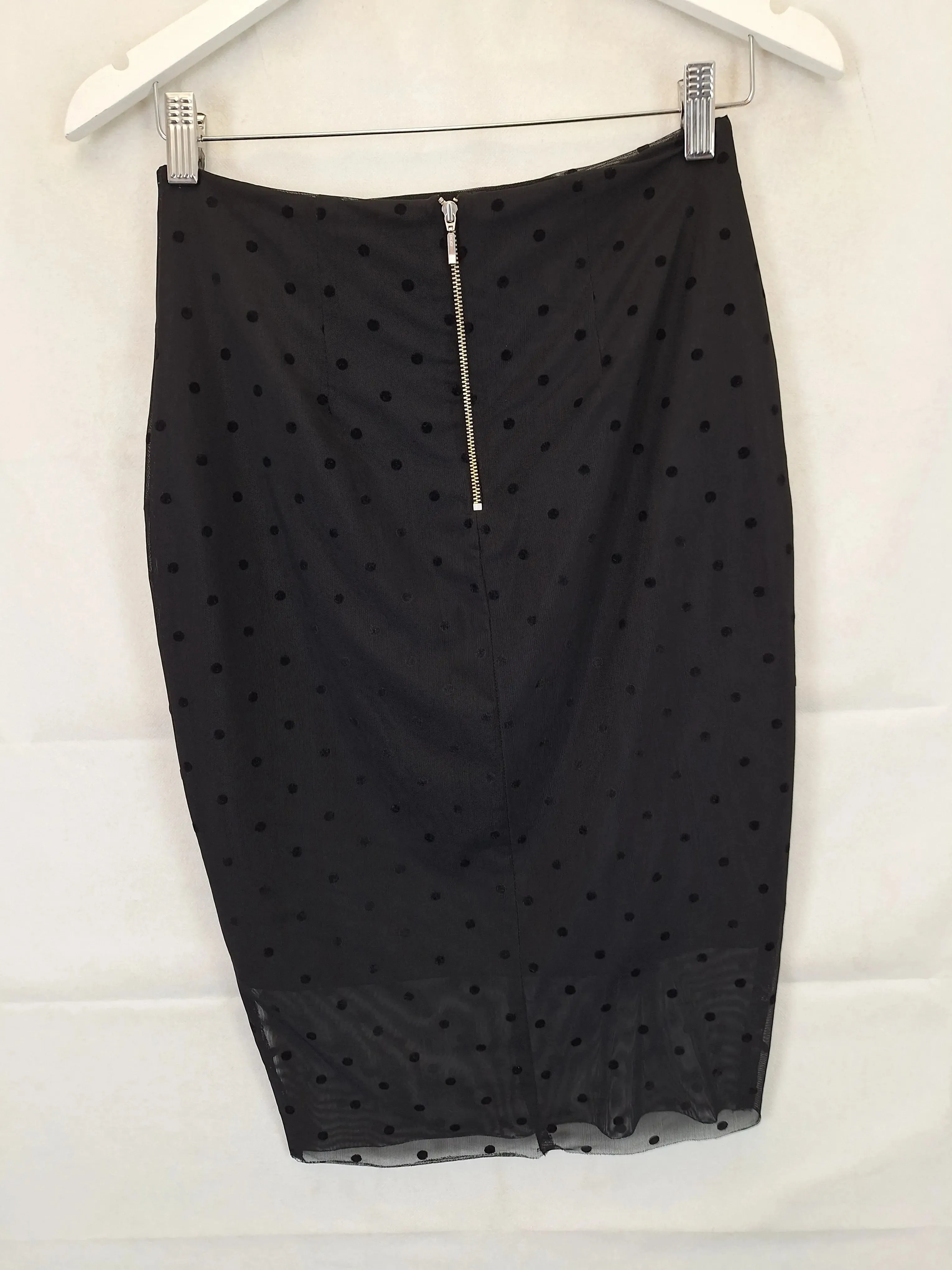 Bec & Bridge Spotted Stretchy Midi Skirt Size 10