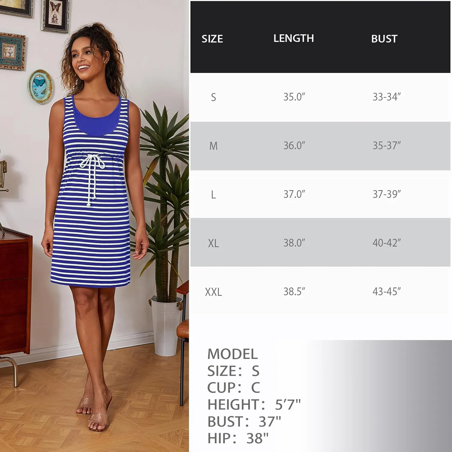 Bhome Nursing Tank Dress Maternity Sleeveless Breastfeeding Dress Casual Knee Length