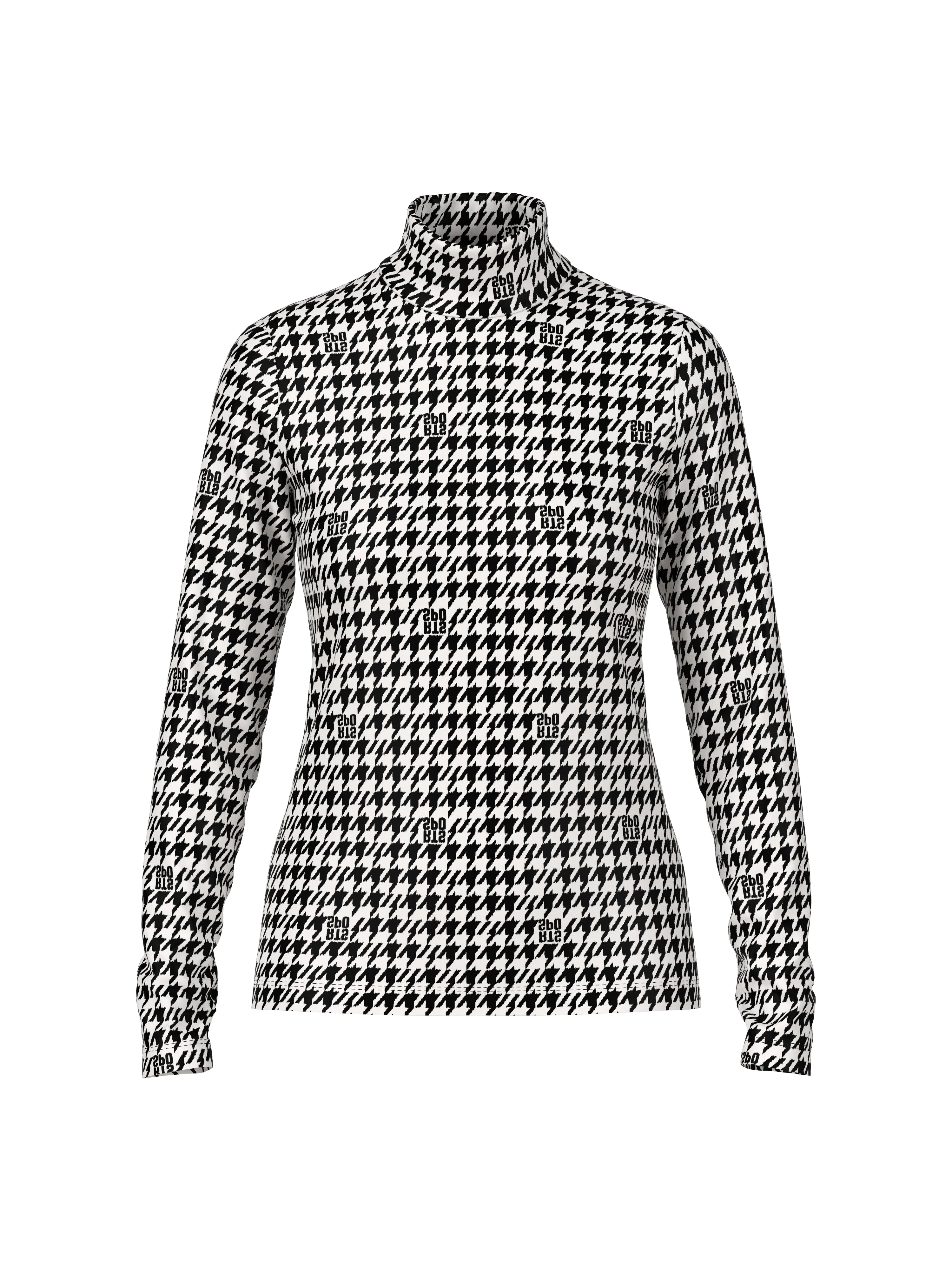 Black and White Chickcheck Print Polo Top