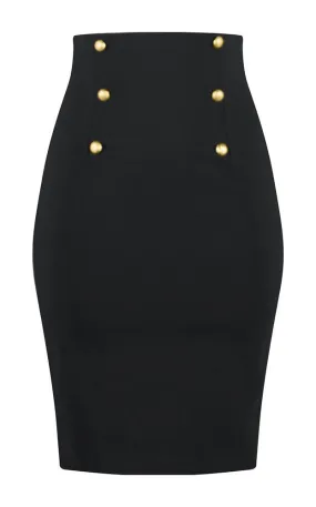 Black Retro Glam High Waist Pin Up Pencil Skirt