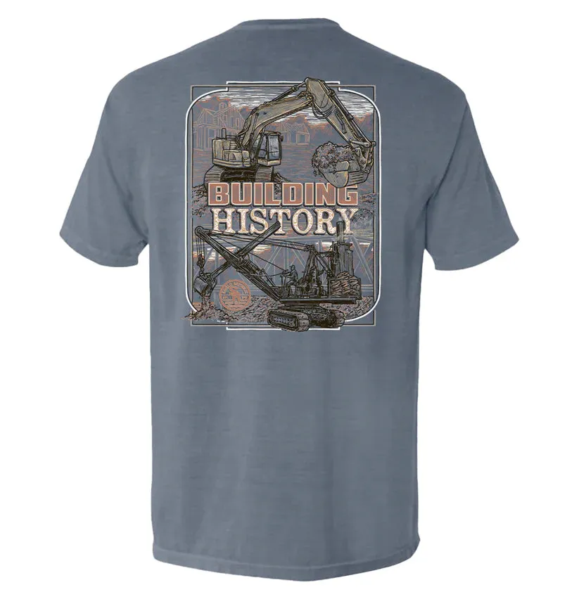 Building History Men's Blue Pocket Graphic Tee