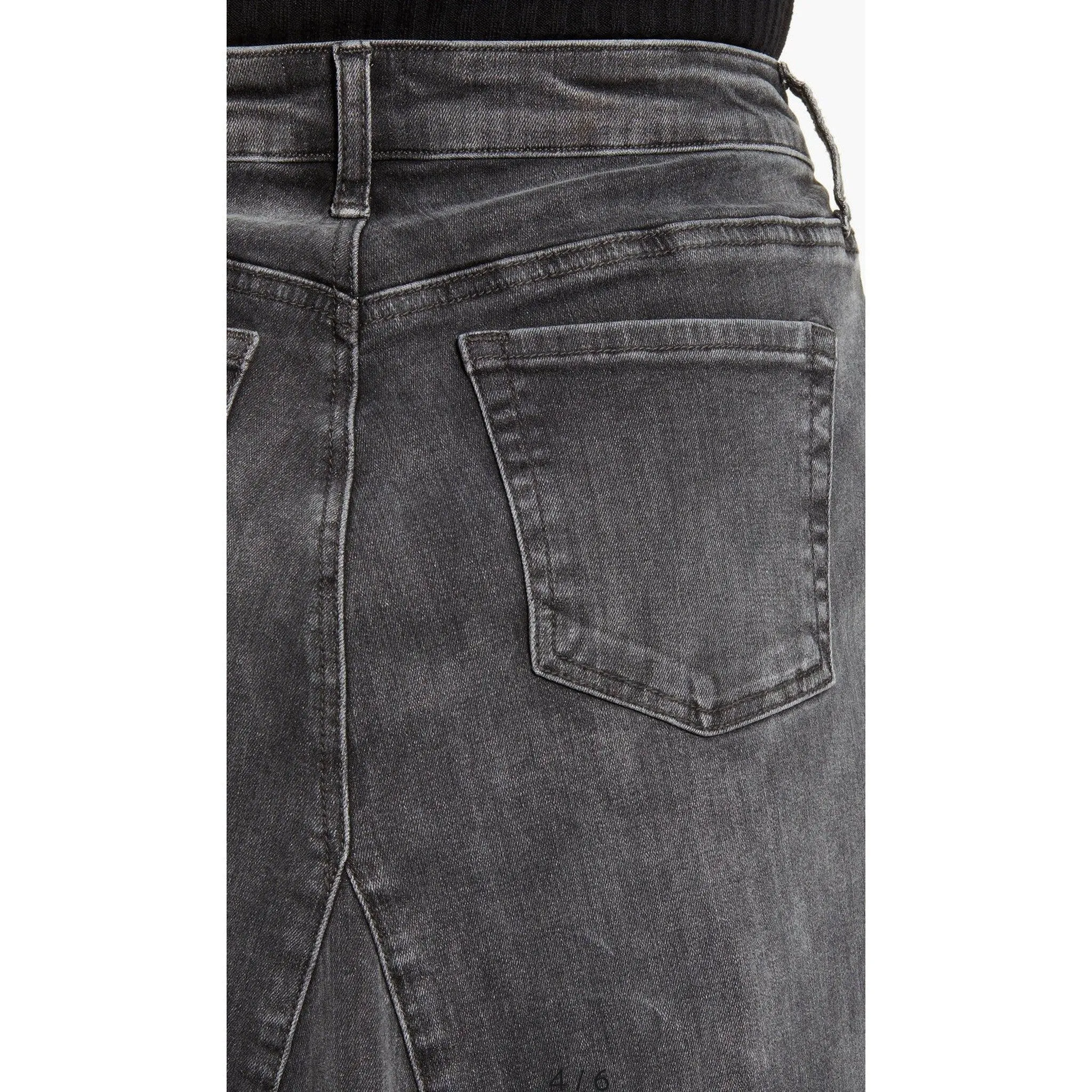 Classic Denim Midi Skirt - Black