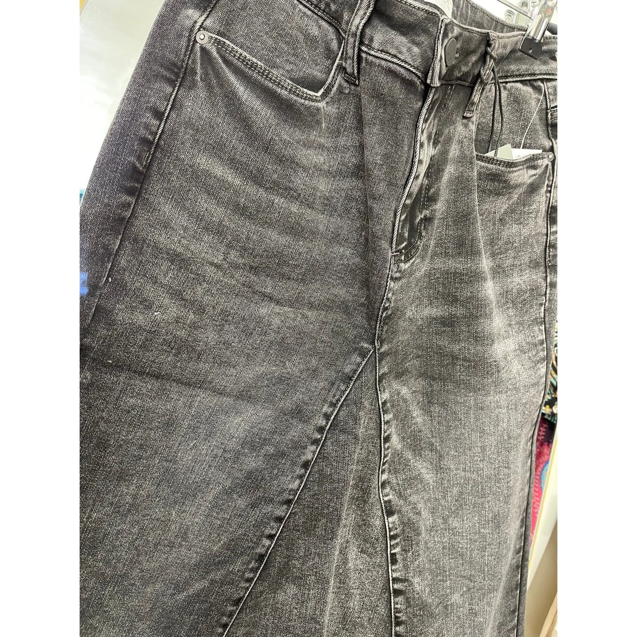 Classic Denim Midi Skirt - Black