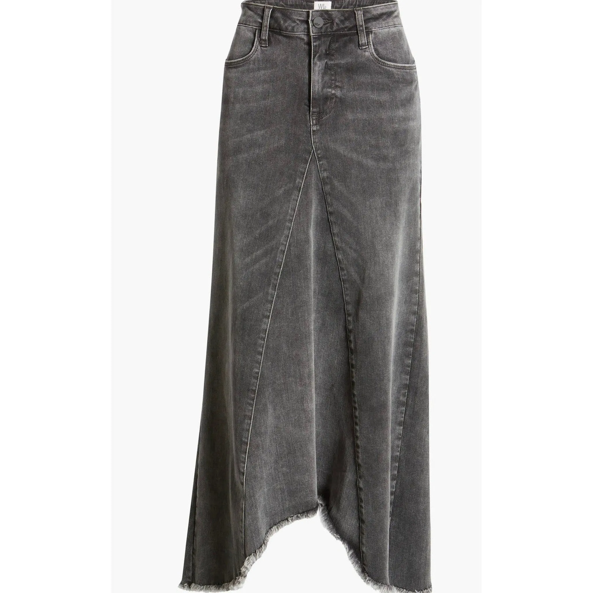 Classic Denim Midi Skirt - Black