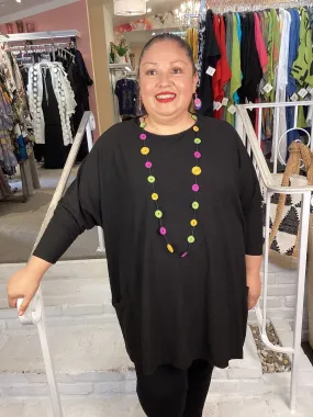 COTTON 2 PKT TUNIC - BLACK
