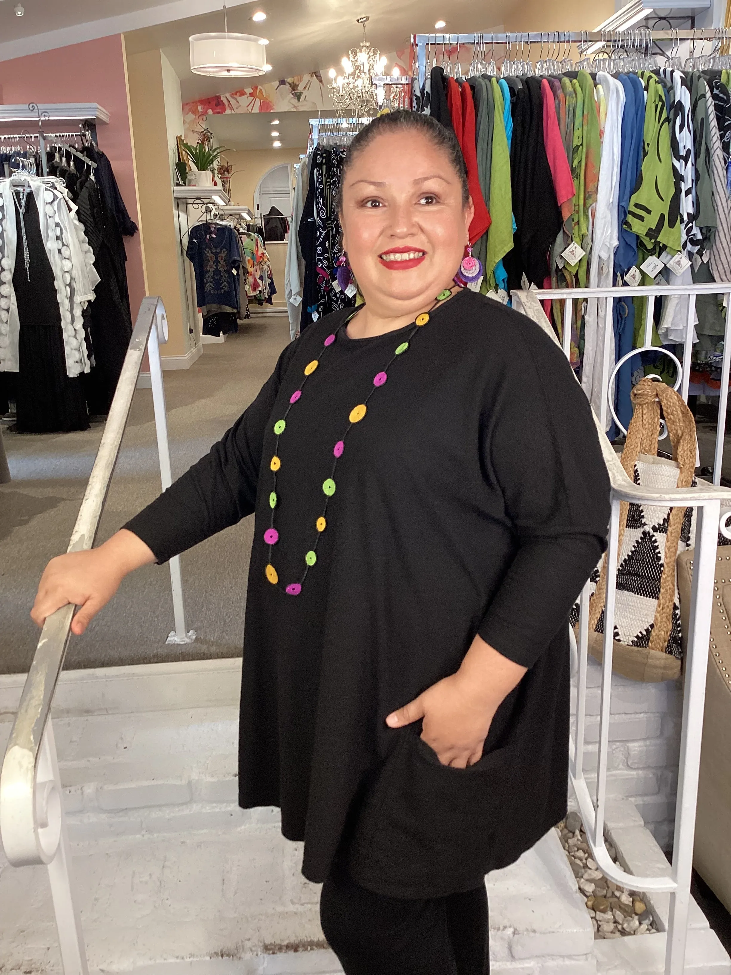 COTTON 2 PKT TUNIC - BLACK