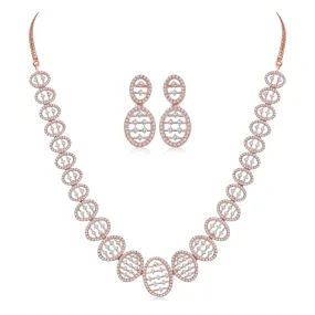 Elegant Single Layer Diamond Necklace Set