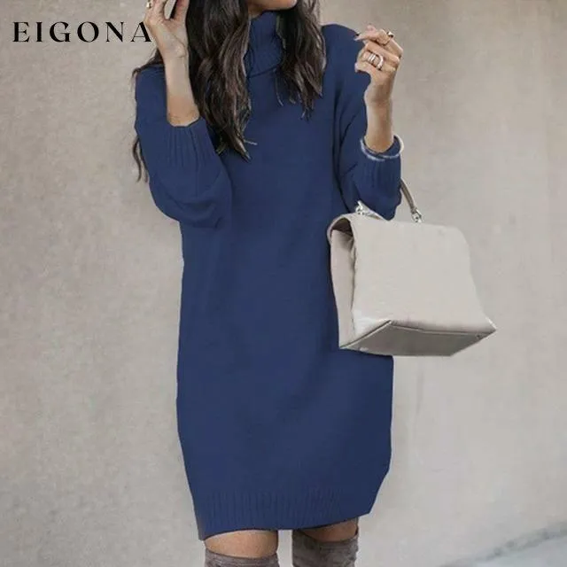 Elegant Solid Color Knitted Dress