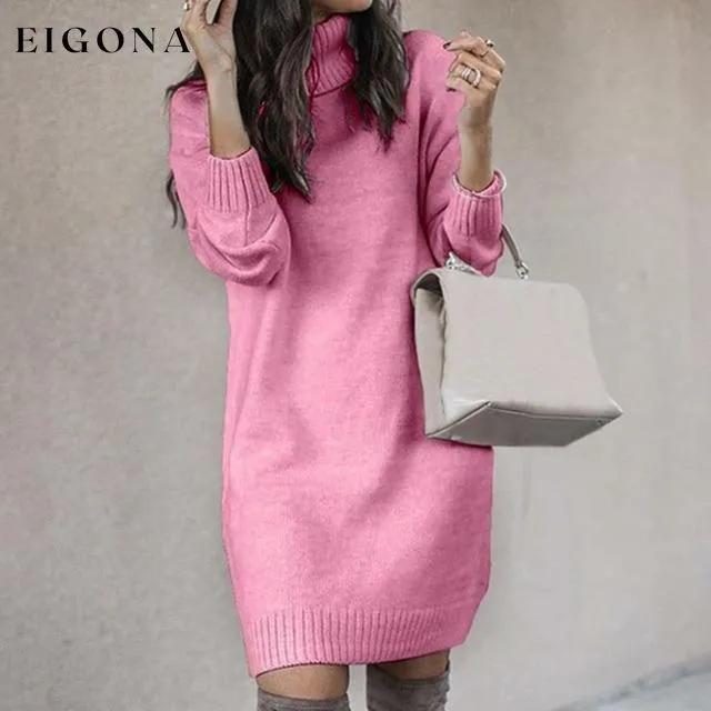 Elegant Solid Color Knitted Dress