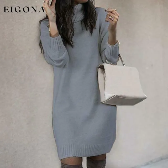 Elegant Solid Color Knitted Dress