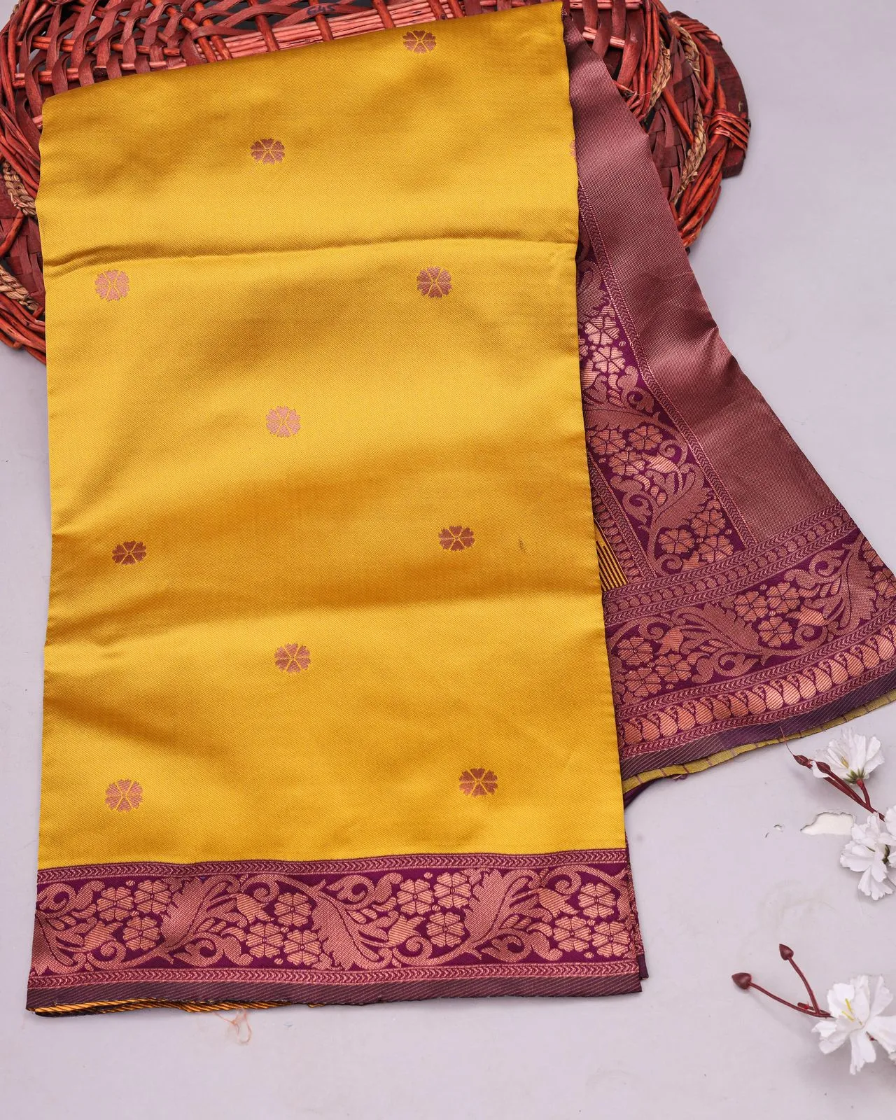 Elegant Yellow Soft Silk Saree With Flattering Blouse Piece