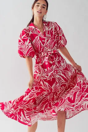 Elsie Tropical Print Maxi Sundress Fuchsia