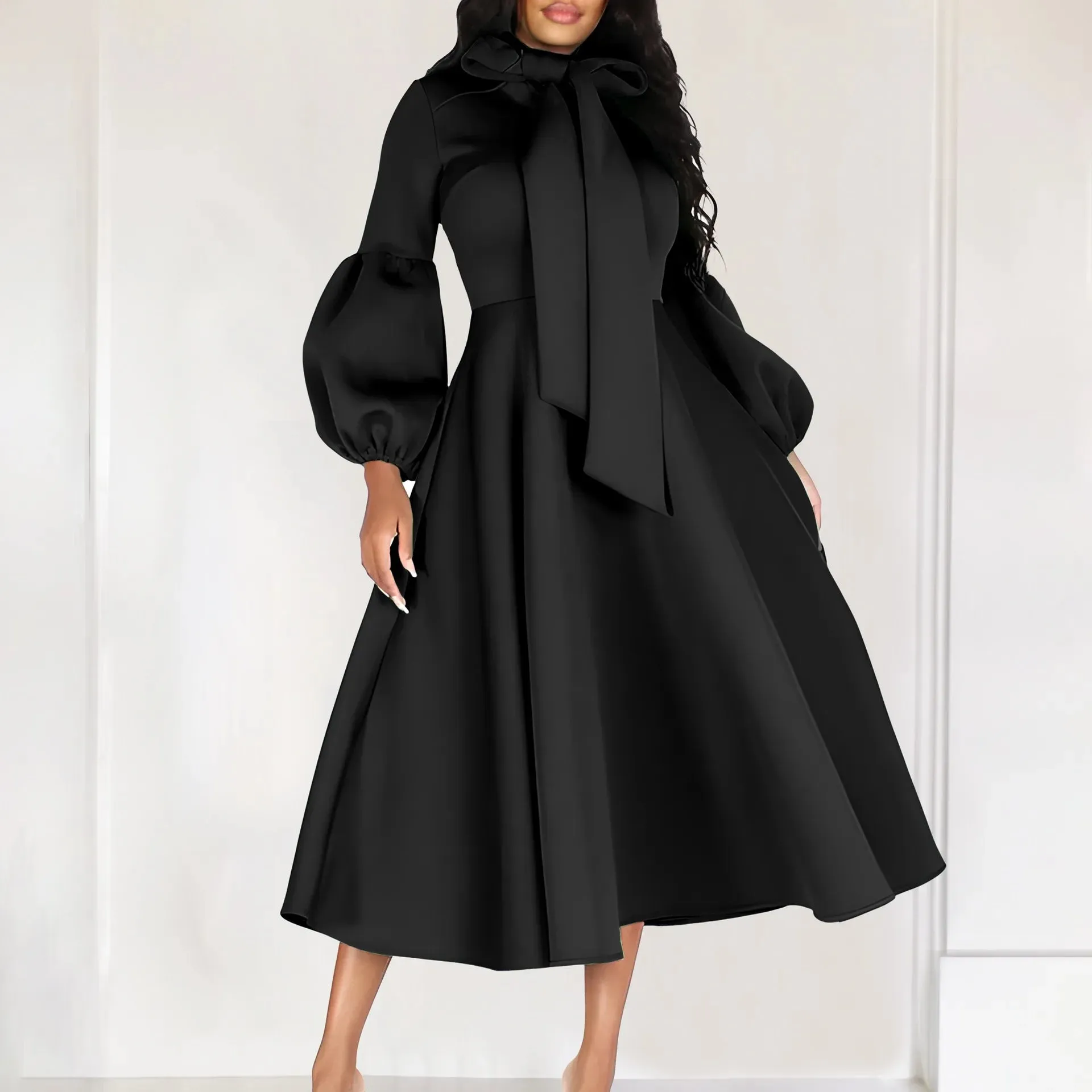 EM Elegant Dresses for Women Bow Collar