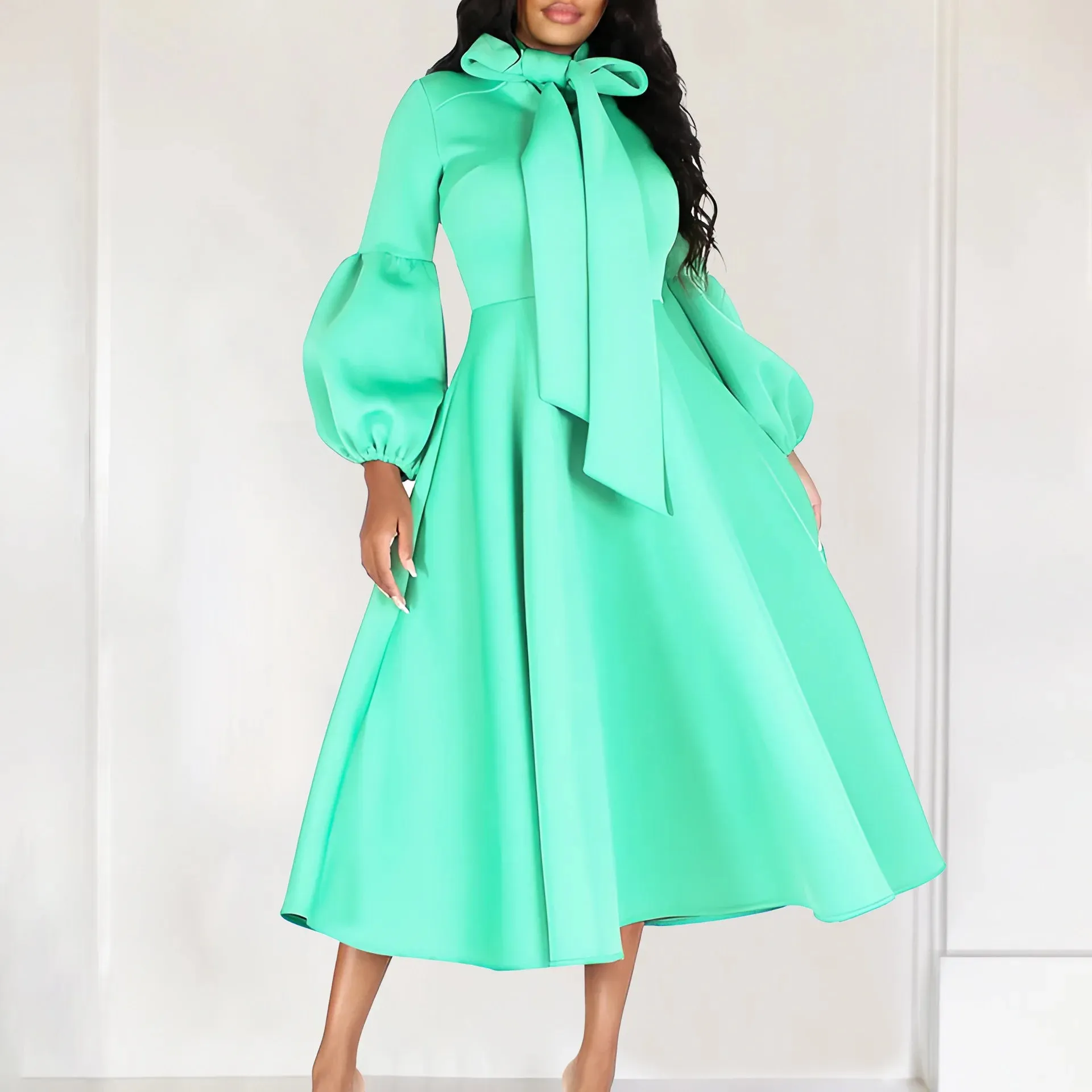 EM Elegant Dresses for Women Bow Collar