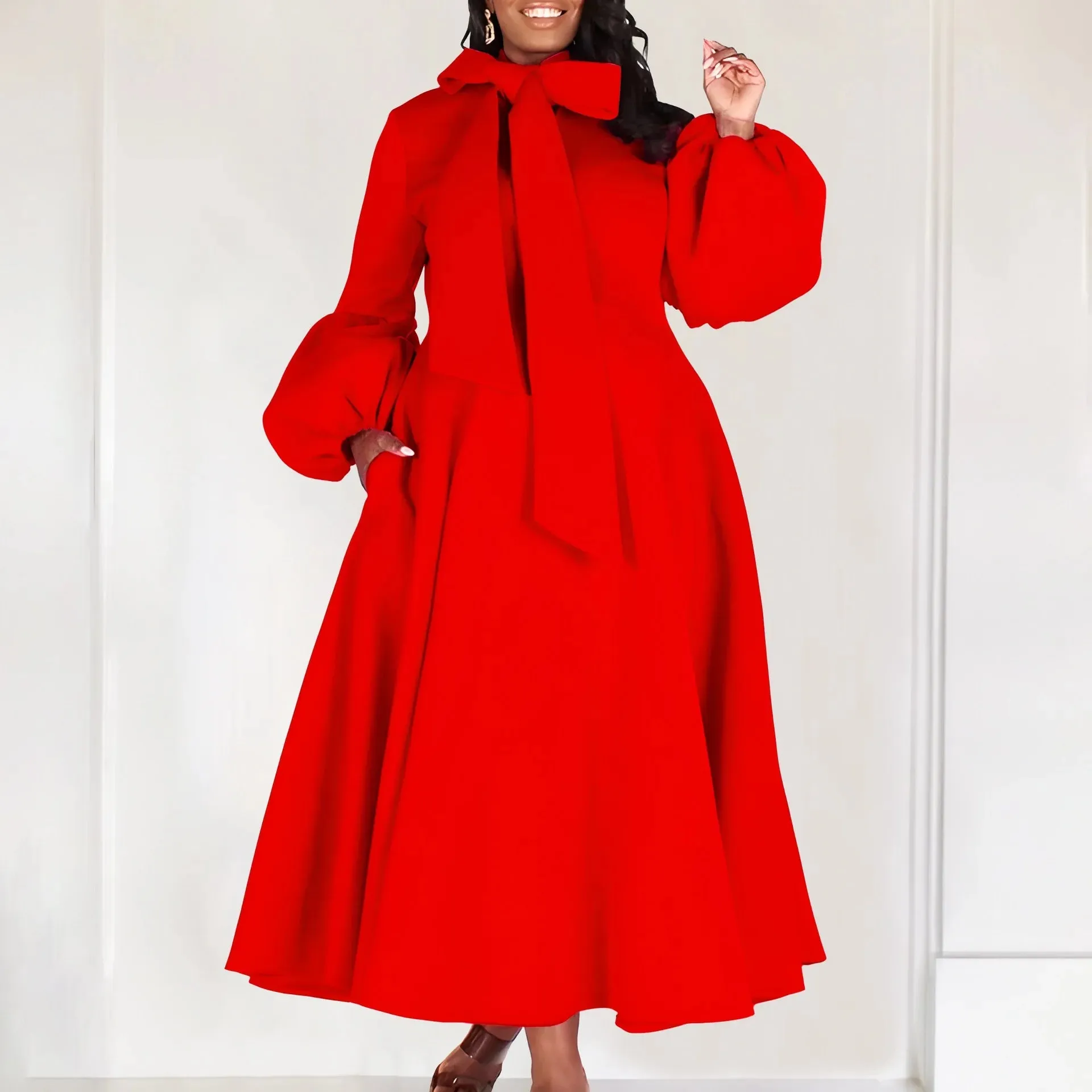 EM Elegant Dresses for Women Bow Collar