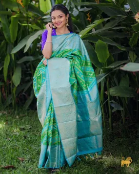 Fantabulous Parrot Soft Silk Saree With Tempting Blouse Piece