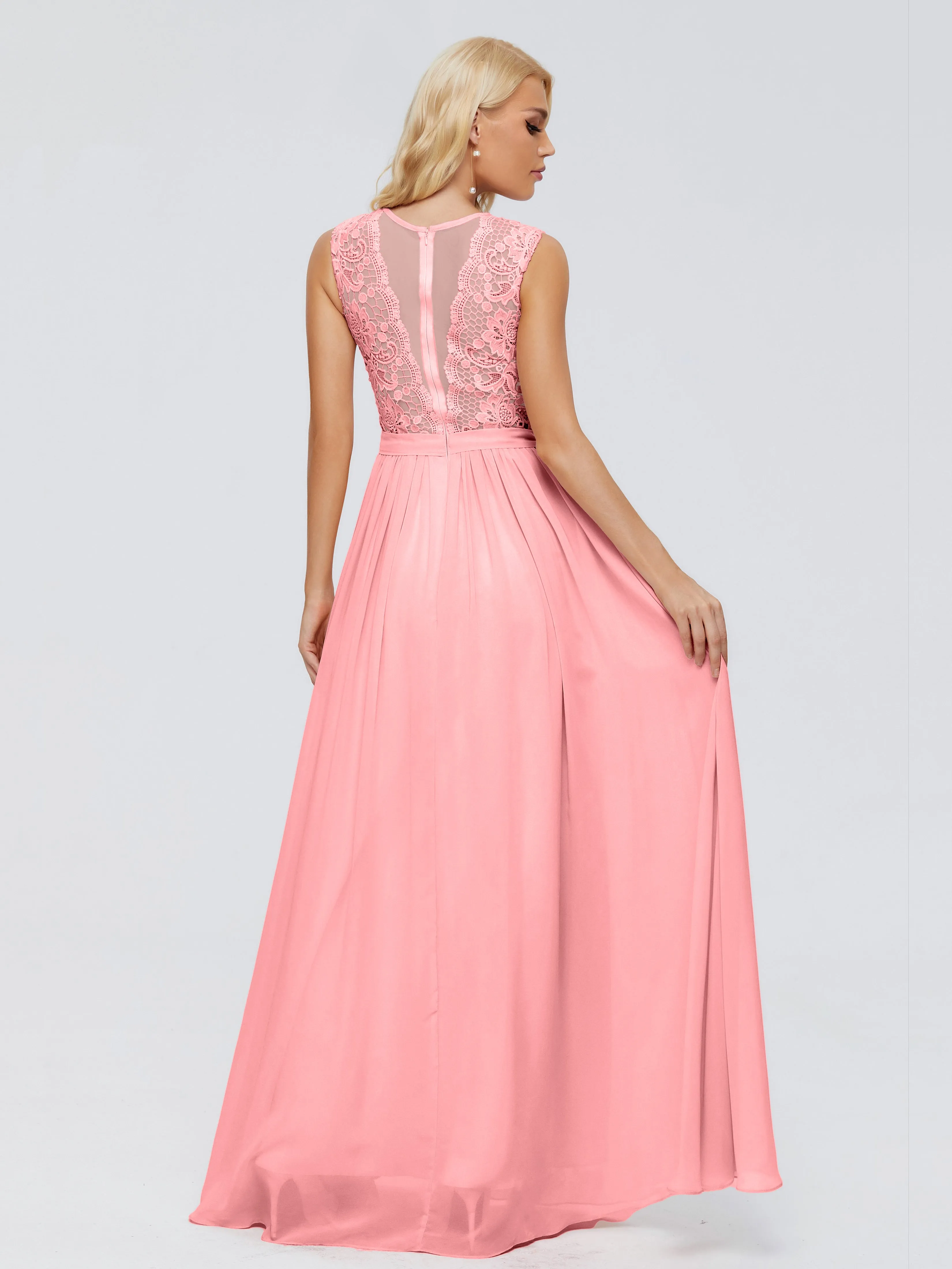 Flamingo Bridesmaids Dresses Melody Elegant Bateau Chiffon Bridesmaid Dresses