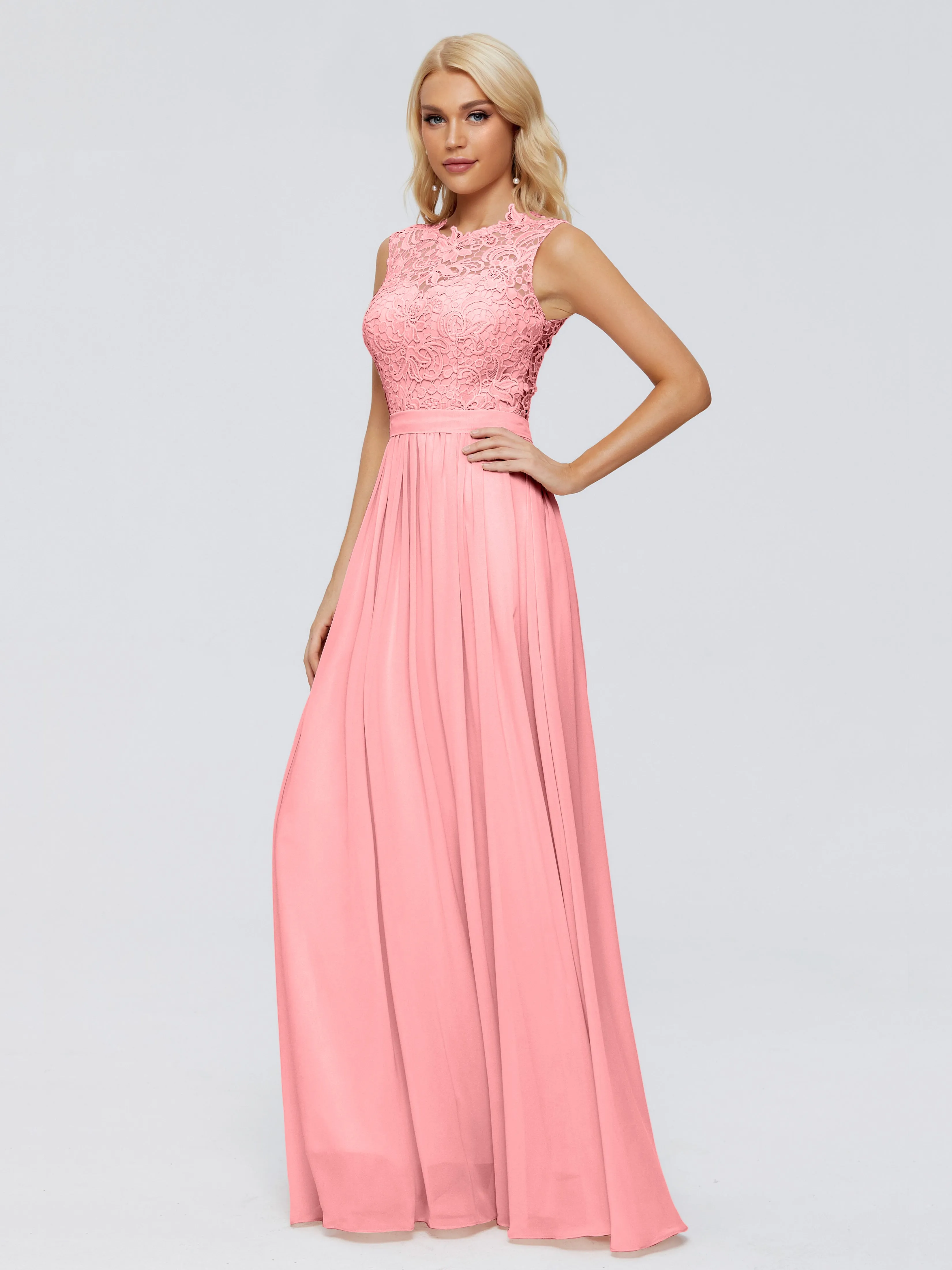 Flamingo Bridesmaids Dresses Melody Elegant Bateau Chiffon Bridesmaid Dresses