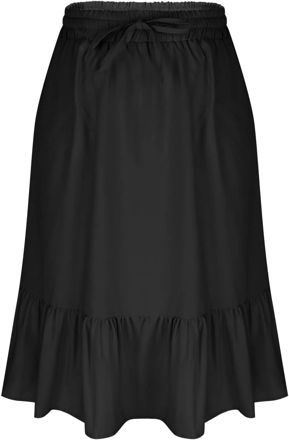FZYLQY Women's Casual High Waisted Tiered Midi Skirt, Comfortable Loose Fit Elastic Waist Skirt with Pockets for Summer