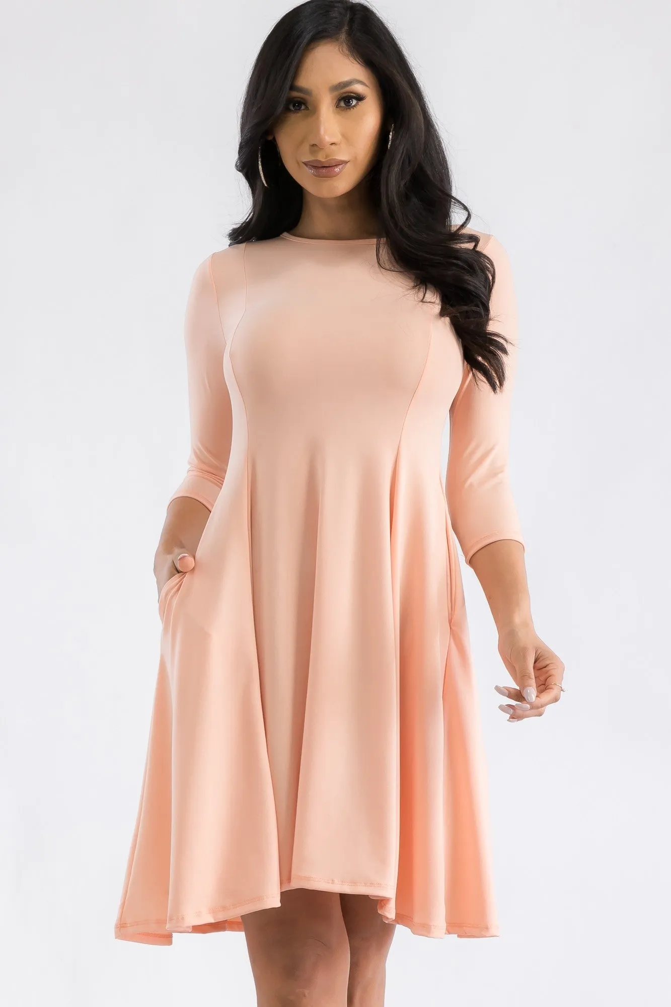 HH711R-SL - LONG SLEEVE TUNIC DRESS