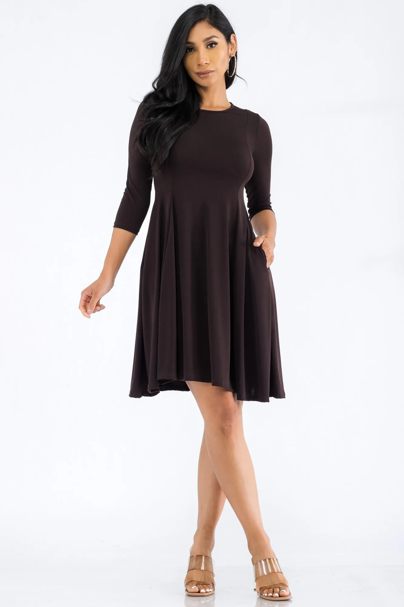HH711R-SL - LONG SLEEVE TUNIC DRESS