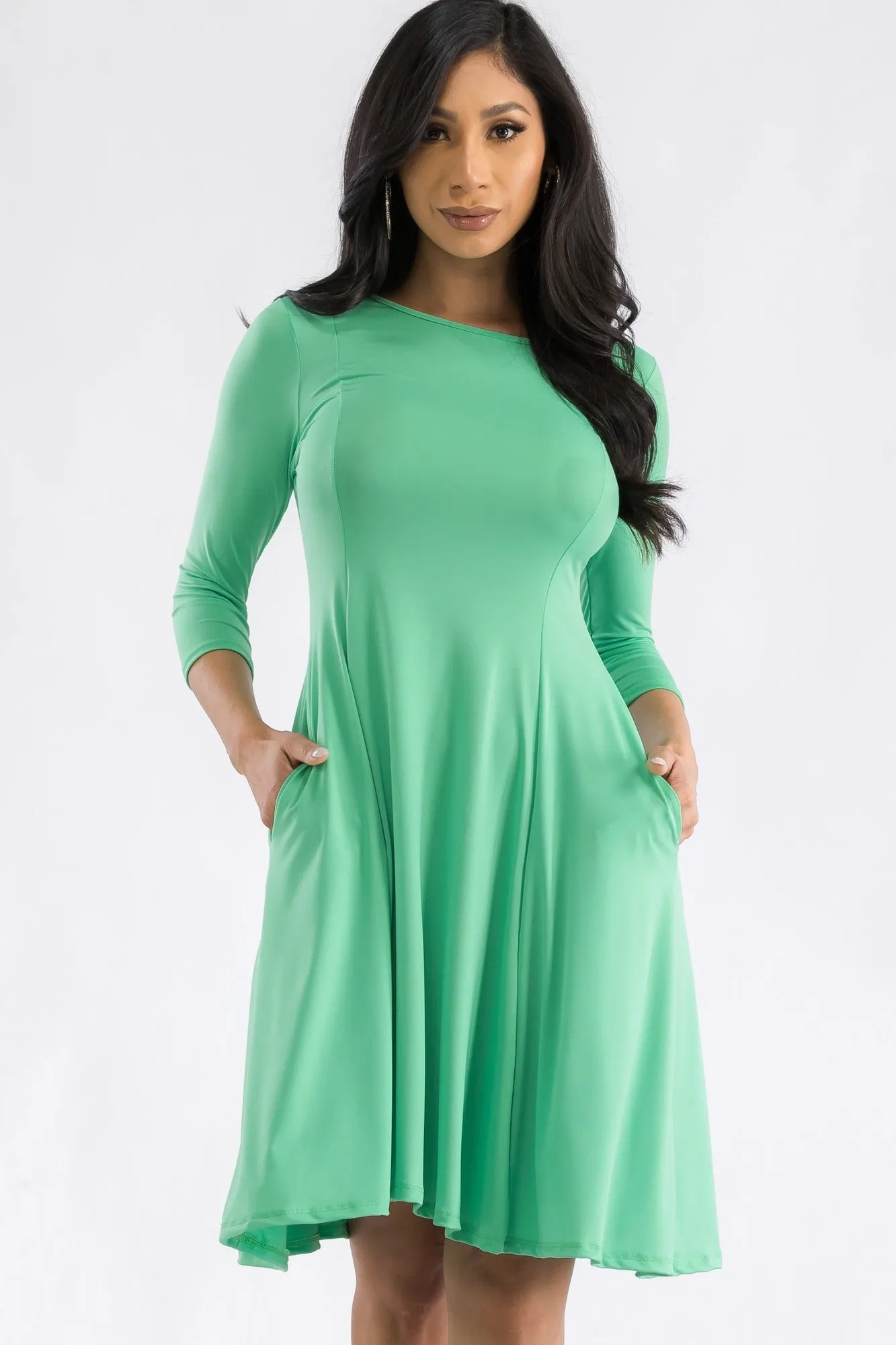 HH711R-SL - LONG SLEEVE TUNIC DRESS