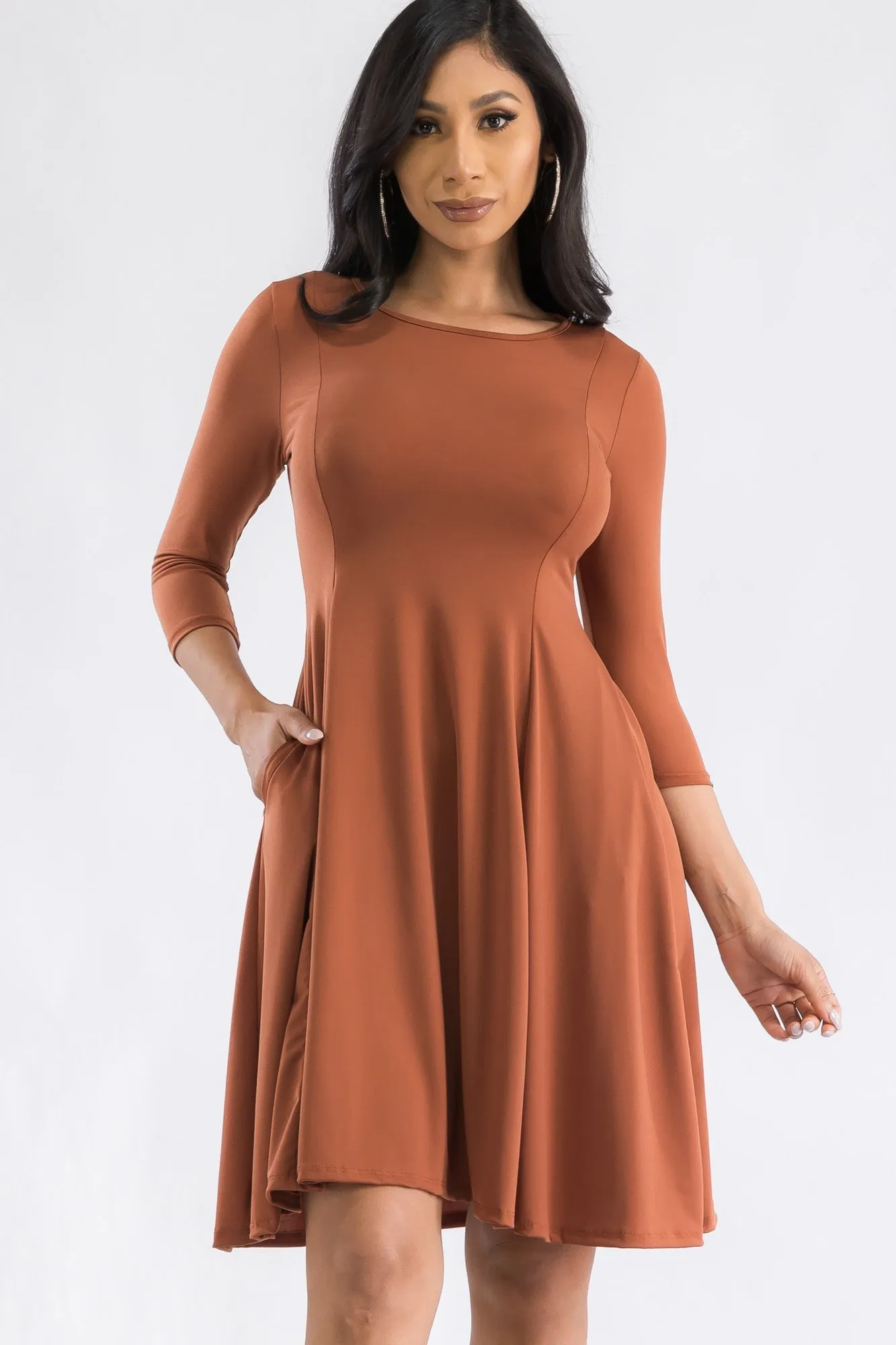HH711R-SL - LONG SLEEVE TUNIC DRESS