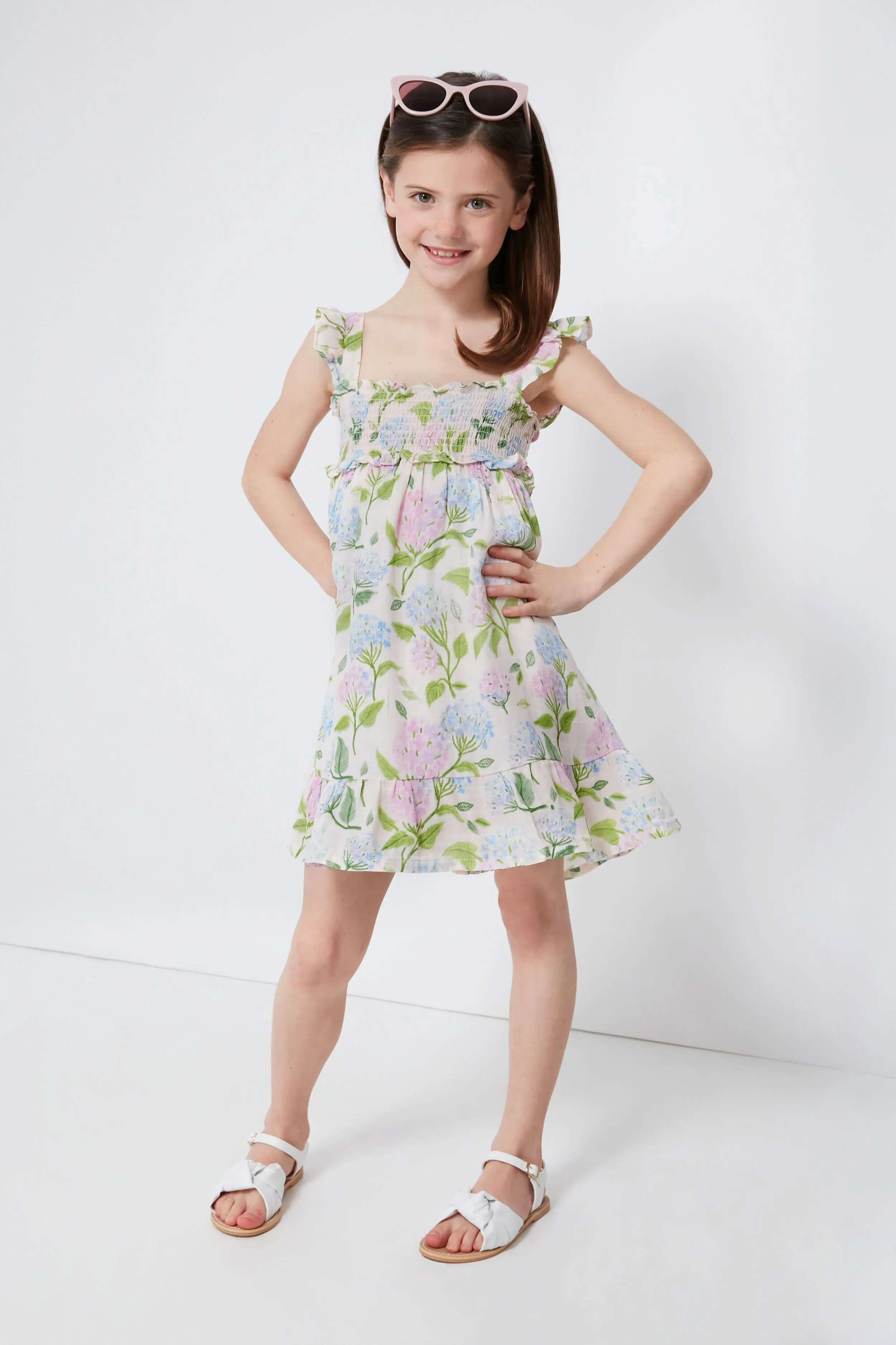 Hydrangeas Smocked Ruffle Sundress