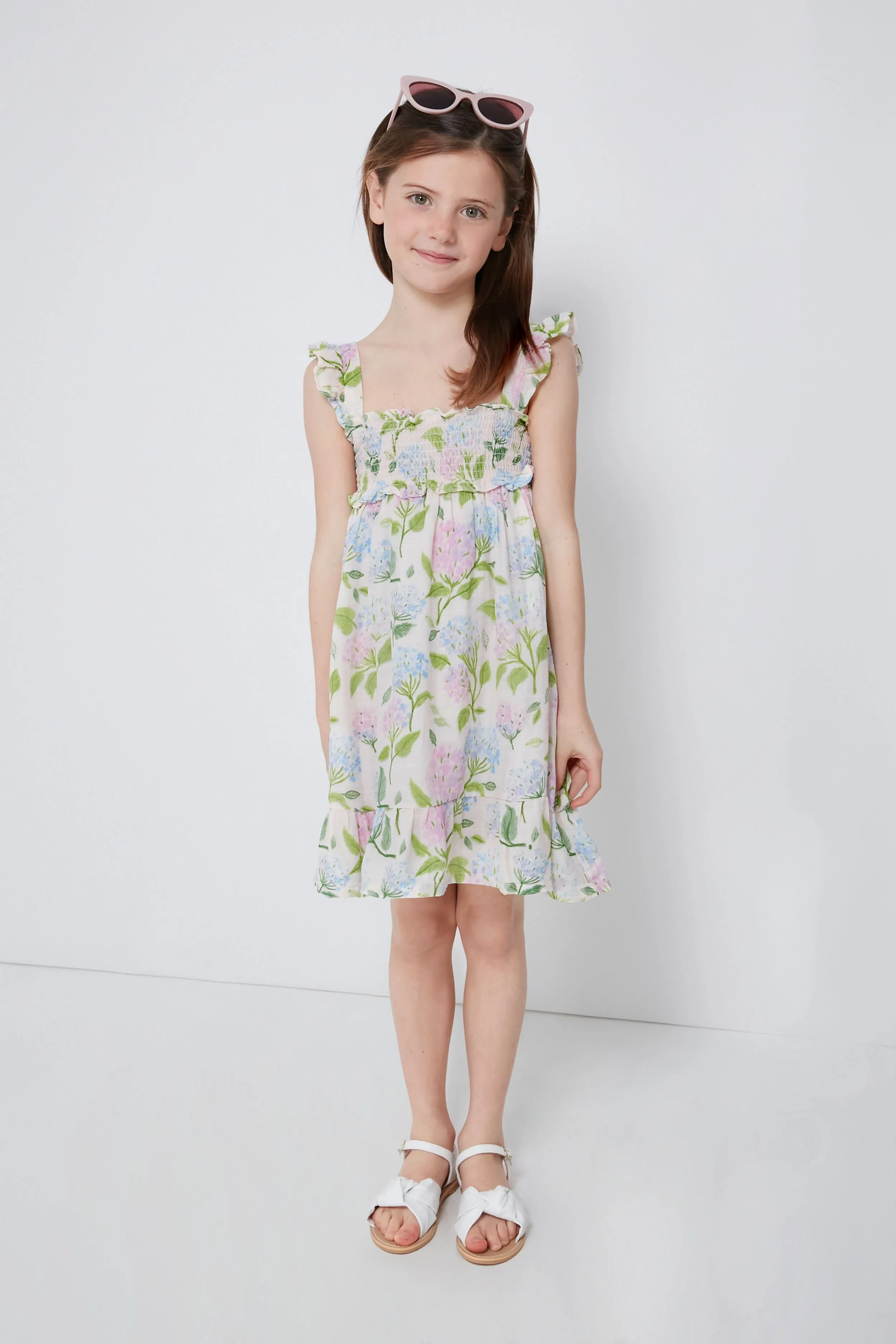 Hydrangeas Smocked Ruffle Sundress