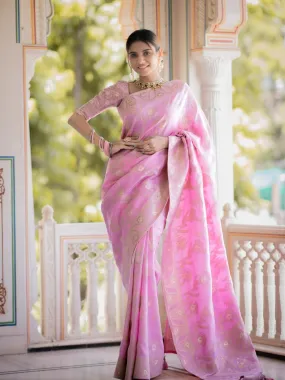 Incomparable Baby Pink Pink Soft Silk Saree With Snazzy Blouse Piece