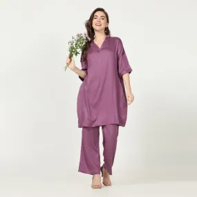 Kimono Tunic & Pant Set | Modal | Relaxed Outing Dress | Royal Purple
