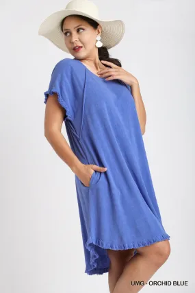 Linen Scoop Dress in Orchid Blue
