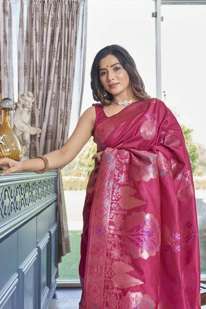Mellifluous Dark Pink Soft Silk Saree With Amiable Blouse Piece