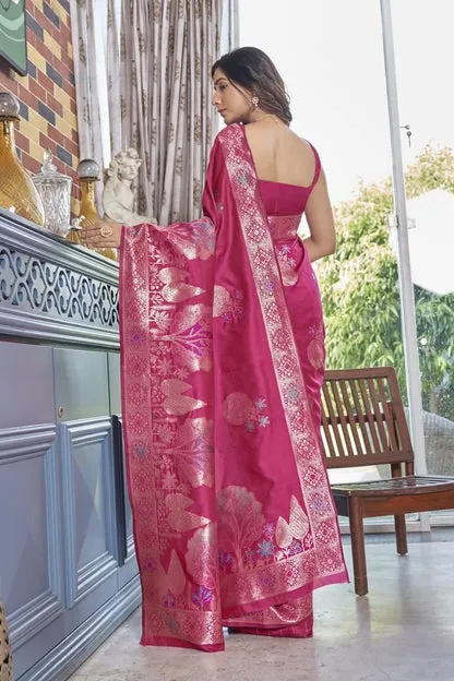 Mellifluous Dark Pink Soft Silk Saree With Amiable Blouse Piece