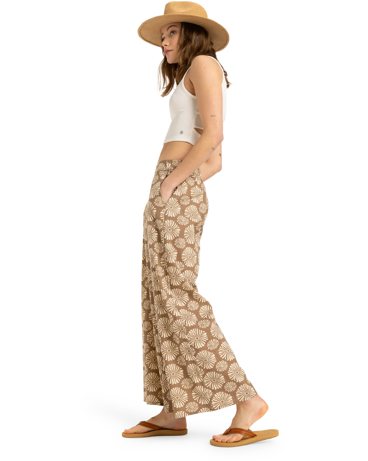 Midnight Avenue Slub Trousers in Portobella Tropical Tile