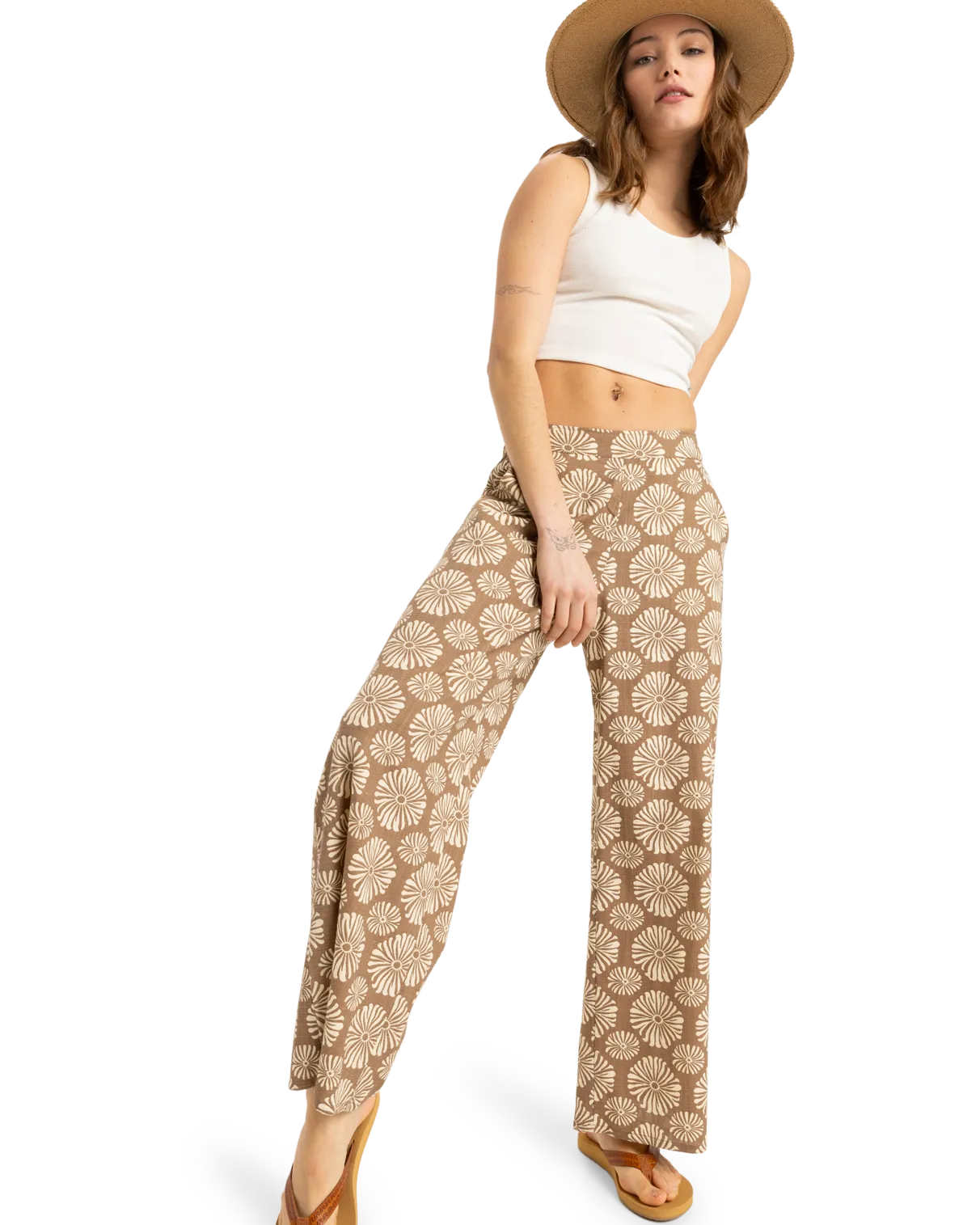 Midnight Avenue Slub Trousers in Portobella Tropical Tile