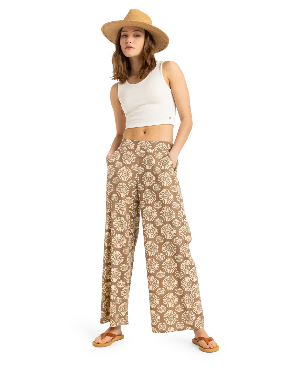 Midnight Avenue Slub Trousers in Portobella Tropical Tile