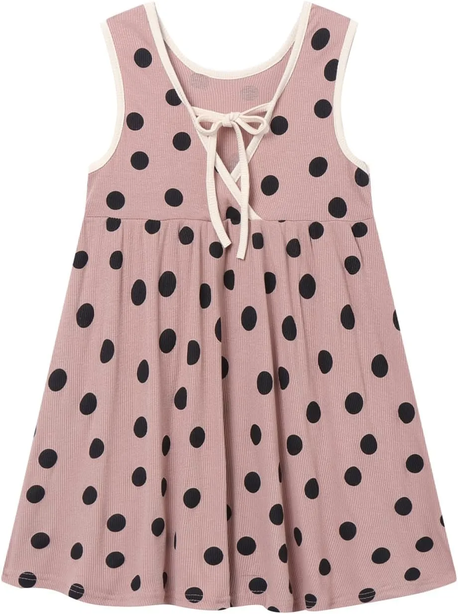 Mud Kingdom Ruffle Girls Peter Pan Collar Dress Summer Casual Sleeveless Sundress Casual Short Dress