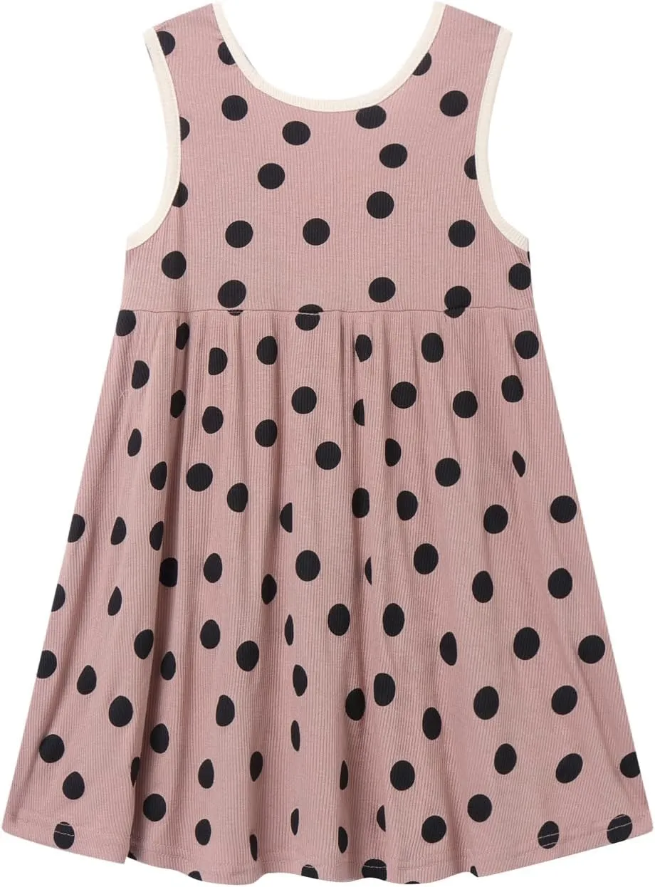 Mud Kingdom Ruffle Girls Peter Pan Collar Dress Summer Casual Sleeveless Sundress Casual Short Dress