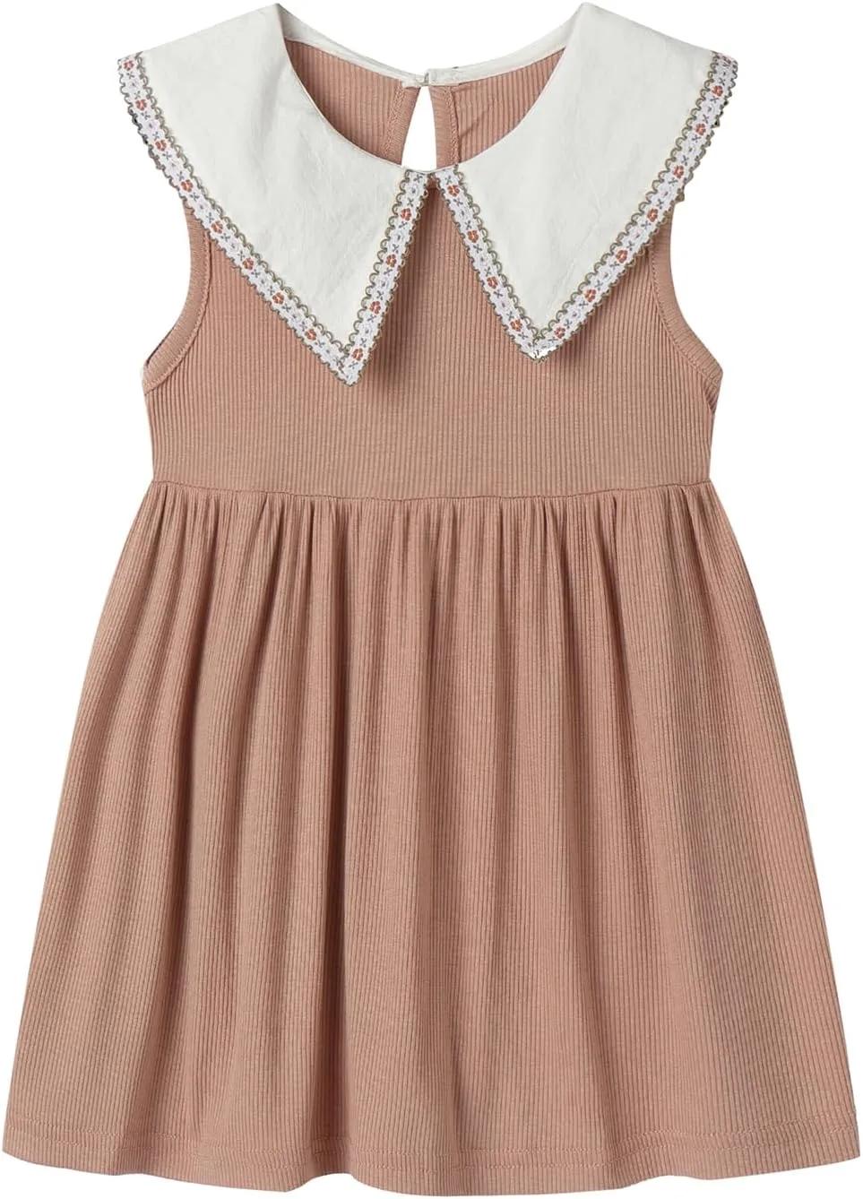 Mud Kingdom Ruffle Girls Peter Pan Collar Dress Summer Casual Sleeveless Sundress Casual Short Dress