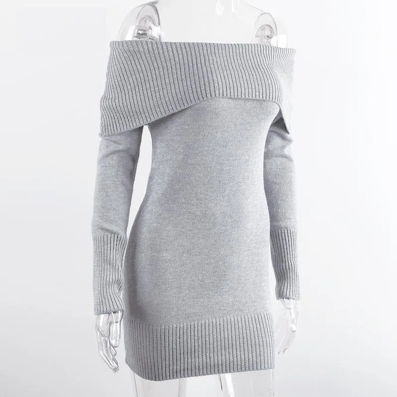 Off Shoulder Knitted Sheath Dress