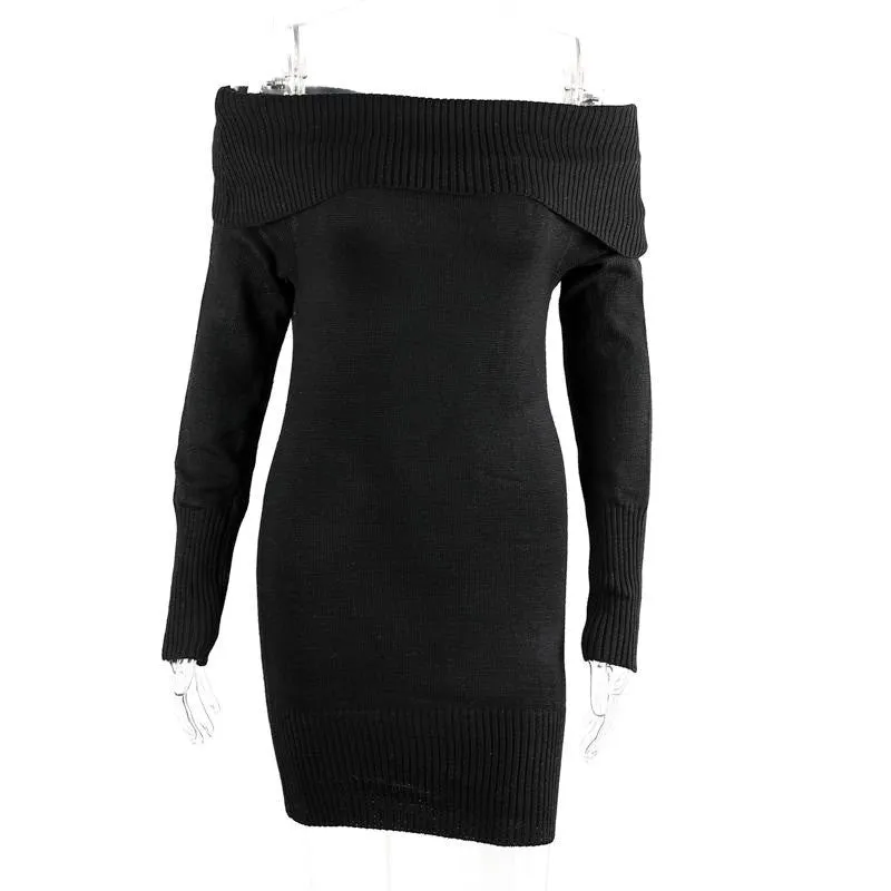 Off Shoulder Knitted Sheath Dress