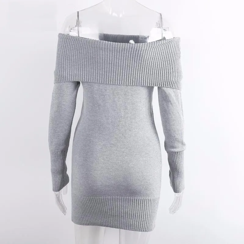 Off Shoulder Knitted Sheath Dress