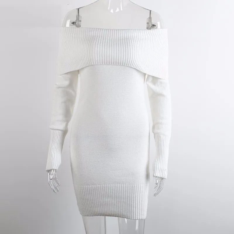 Off Shoulder Knitted Sheath Dress