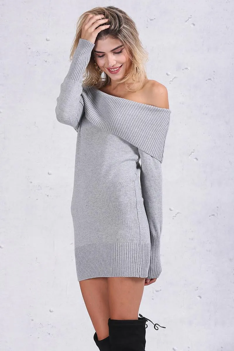 Off Shoulder Knitted Sheath Dress